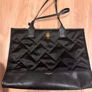 Kurt Geiger Black Quilted Tote with Gold Detail
